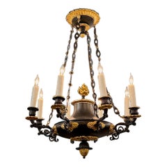 Antique French Empire Bronze Chandelier