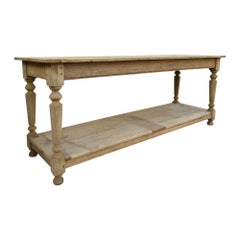 Antique French Drapers Table Bleached Oak Large Kitchen Island Console c1890