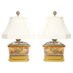 Beautiful Satsuma Style Decorations & Elegant Gilt Gold Detailing Porcelain Lamp