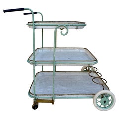 Carrito de bar francés vintage de malla perforada de tres pisos, estilo Mategot