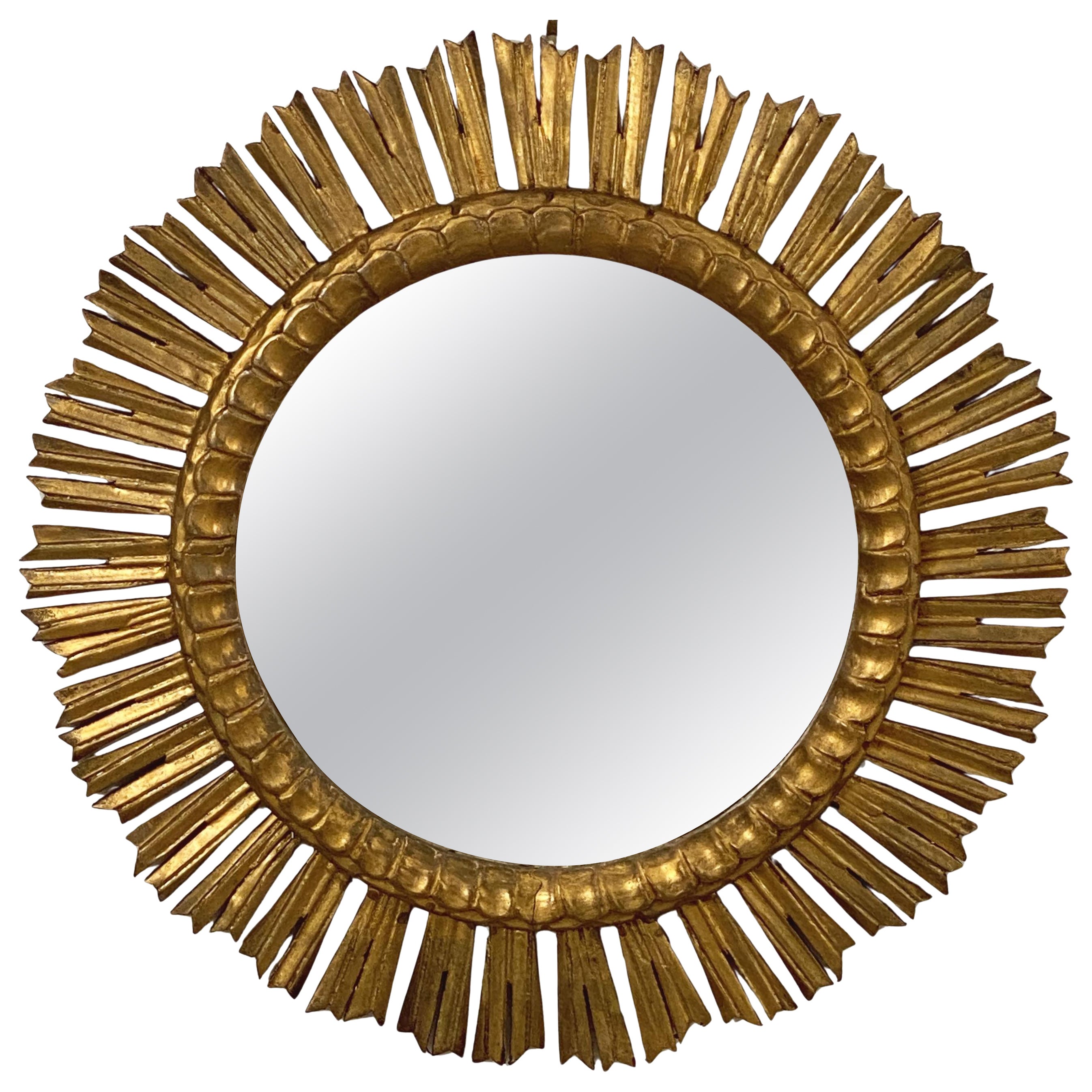 Miroir espagnol doré Sunburst ou Starburst (diamètre 24 1/2)