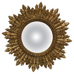 French Gilt Sunburst or Starburst Convex Mirror (Diameter 26 1/4)