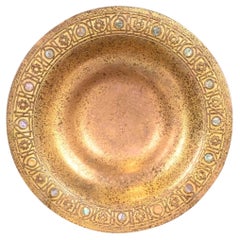 Tiffany Studios New York Bronze Doré Bowl With Abalone Inlay