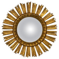 Spanischer vergoldeter Sunburst oder Starburst Konvexspiegel (Durchmesser 21)