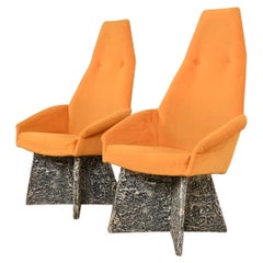 Adrian Pearsall Mid-Century Modern Brutalist High Back Lounge Chairs, Pair