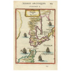 1685 Alain Manesson Mallet Mappa di Hokkaido (Lesso) nel Giappone settentrionale