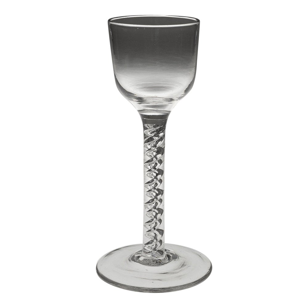 Copa de vino georgiana con tallo retorcido de mercurio c1750