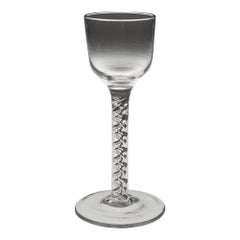 Copa de vino georgiana con tallo retorcido de mercurio c1750