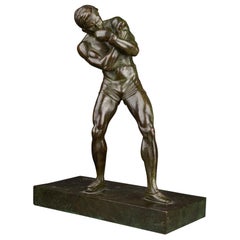 Marcel-André Bouraine : "Boxeur", sculpture en bronze patiné - C.C. 1930