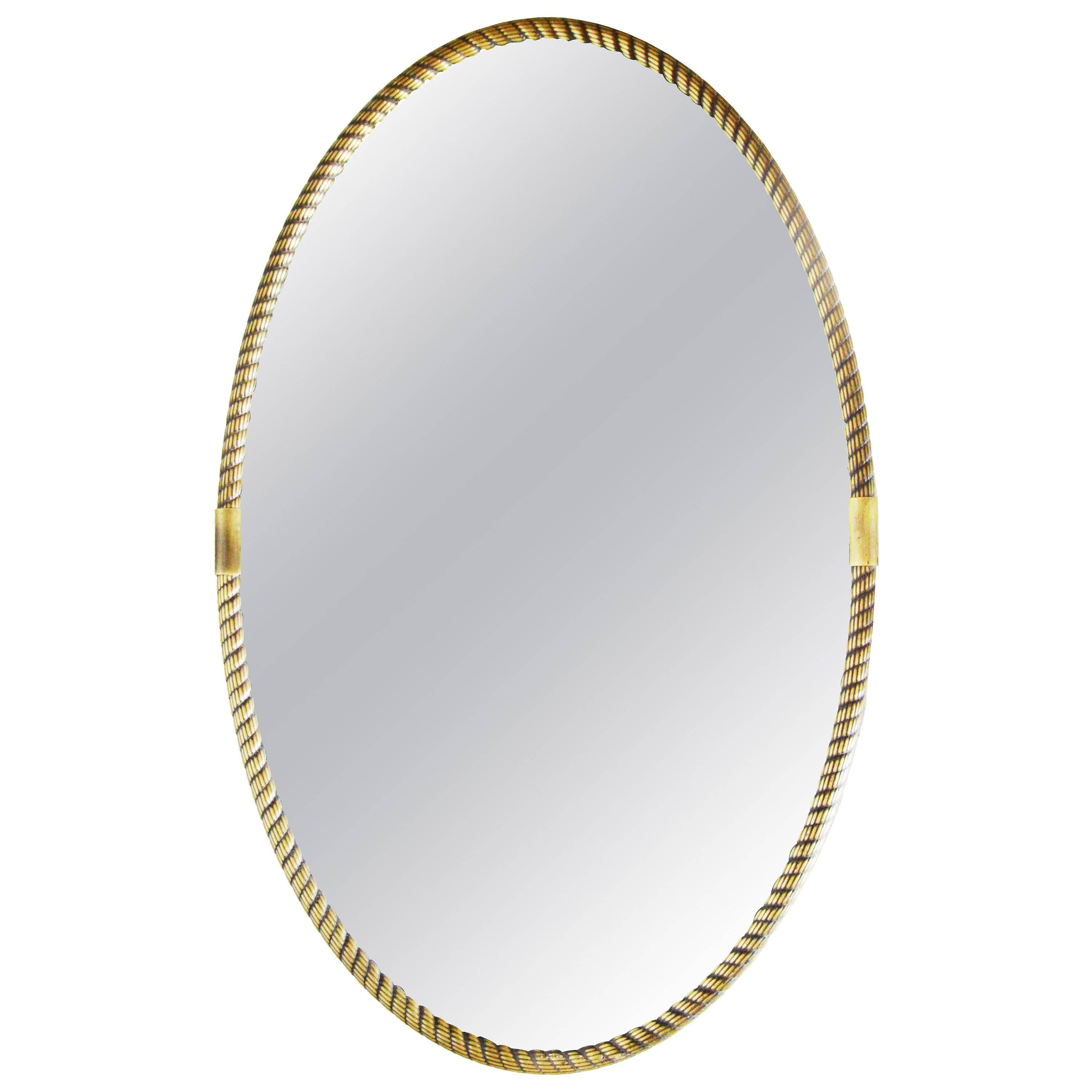 Oval Bronze Italian Mirror For Sale