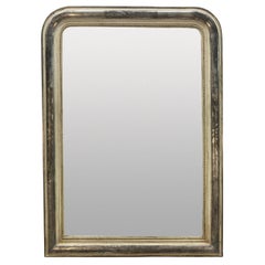 Vintage French Silver Leaf Overmantel Mirror