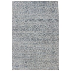 Großer moderner Teppich mit Übergangsdesign in Blau, Taupe, Creme 14' X 21'