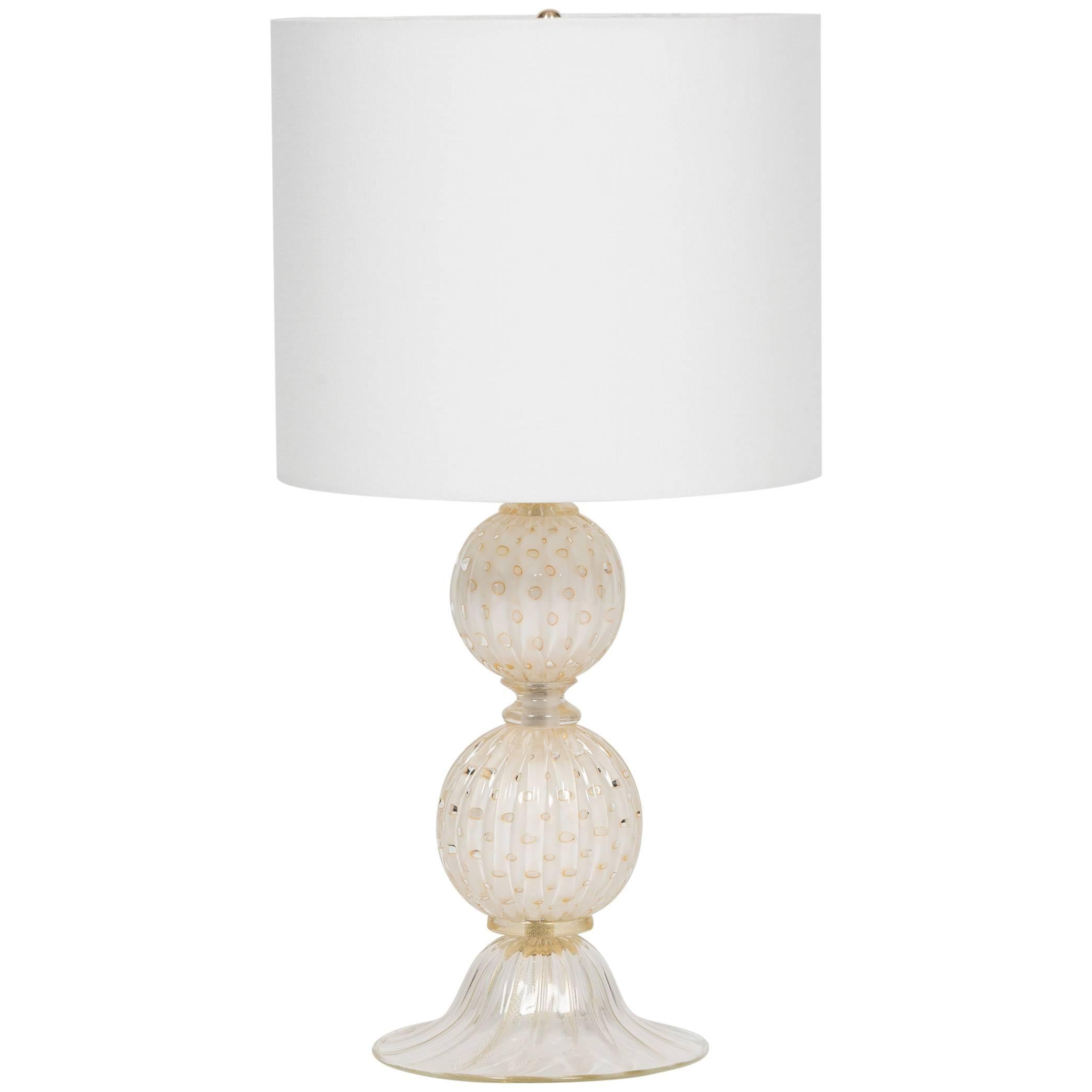 Single Murano Pulegoso Glass Table Lamp