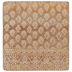Rug & Kilim's Block Print Custom Rug Sample, Rust with Cream Floral Patterns (rouille et motifs floraux crème)