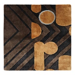 Rug & Kilim: campione di tappeto moderno personalizzato con motivi geometrici marroni e dorati