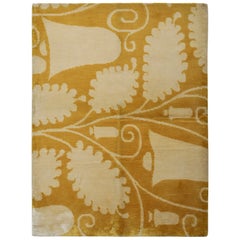 Rug & Kilim’s Modern Custom Rug Sample in Gold with Cream Floral Patterns