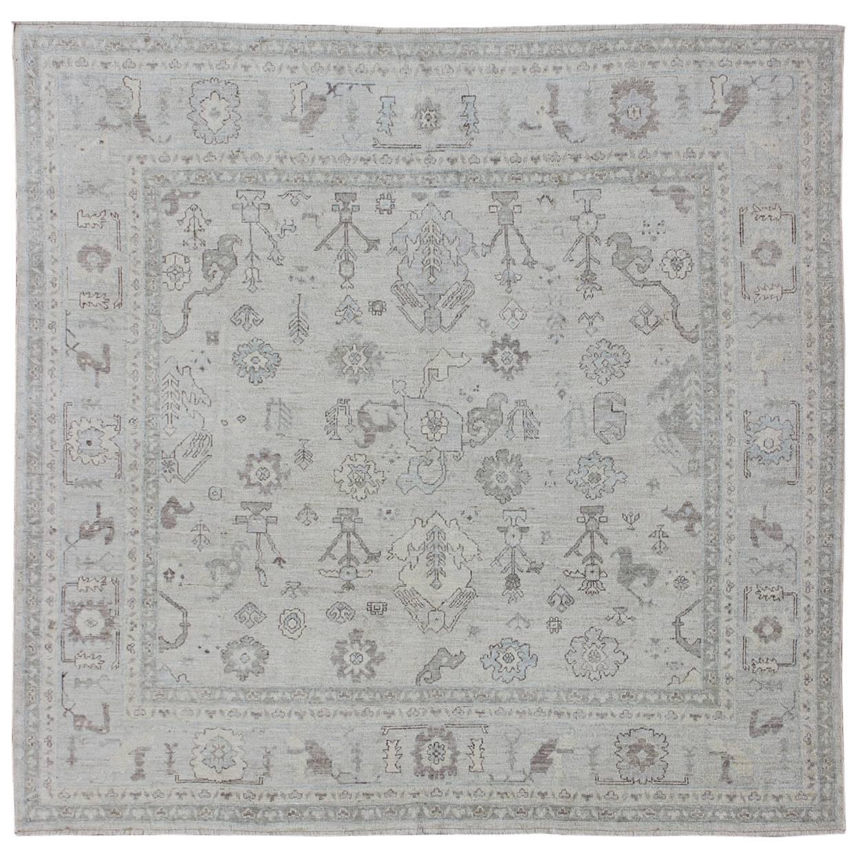 Contemporary Turkish Angora Oushak Rug For Sale