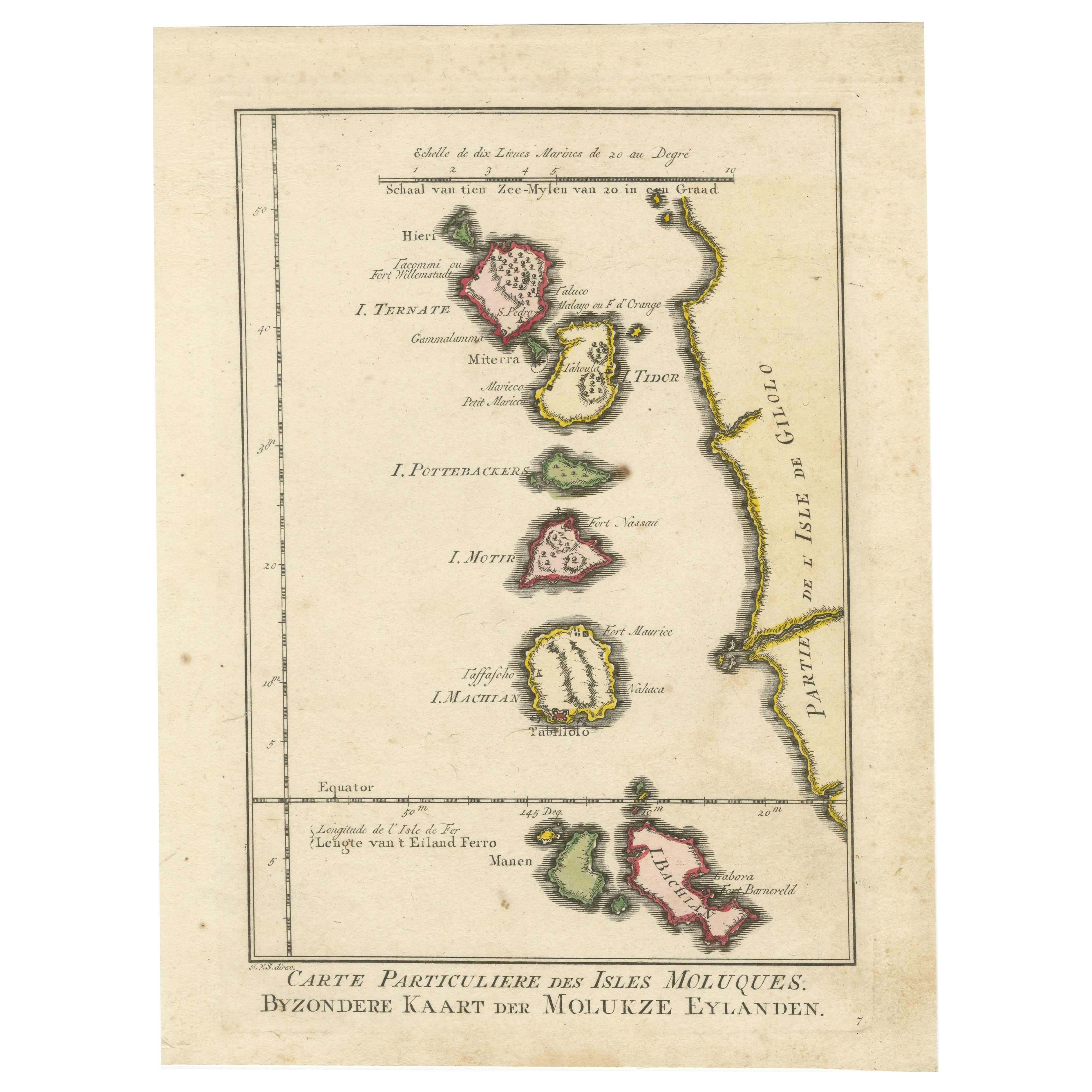 Old Map of the Spice Islands, Moluccas by Bellin, Published in 1771