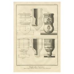 Grabado del siglo XVIII sobre el diseño de un mortero y un obús de la Encyclopédie de Diderot