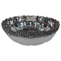 Antique Tiffany Sterling Silver Bowl with Flowers and Scallop Shells