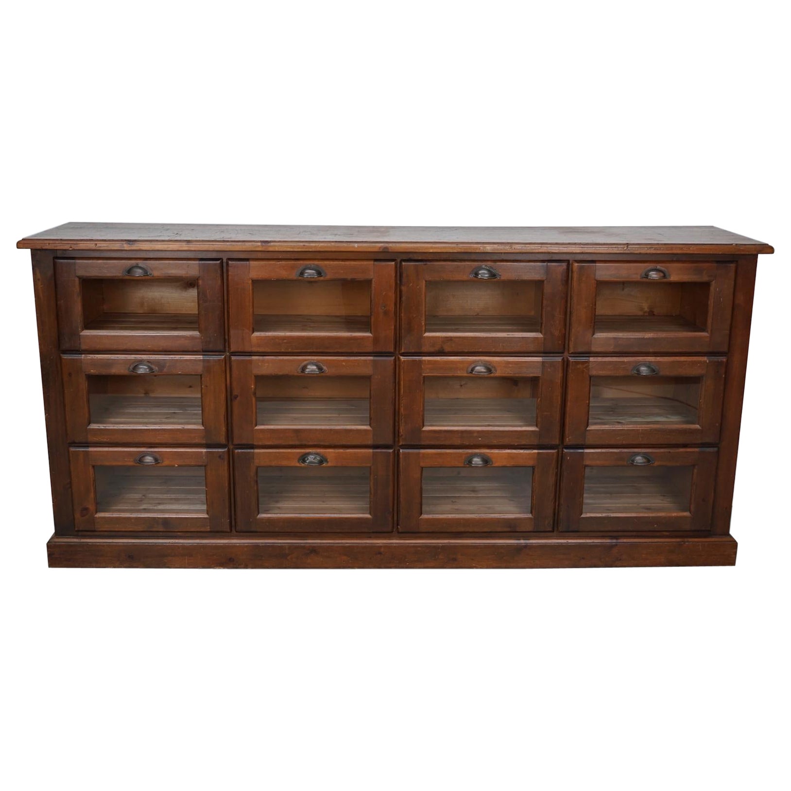 Vintage Dutch Pine Haberdashery Shop Cabinet, Mid-Century