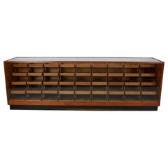 Vintage Large Dutch Oak & Glass Shop Counter Cabinet / Vitrine, Mid-Century