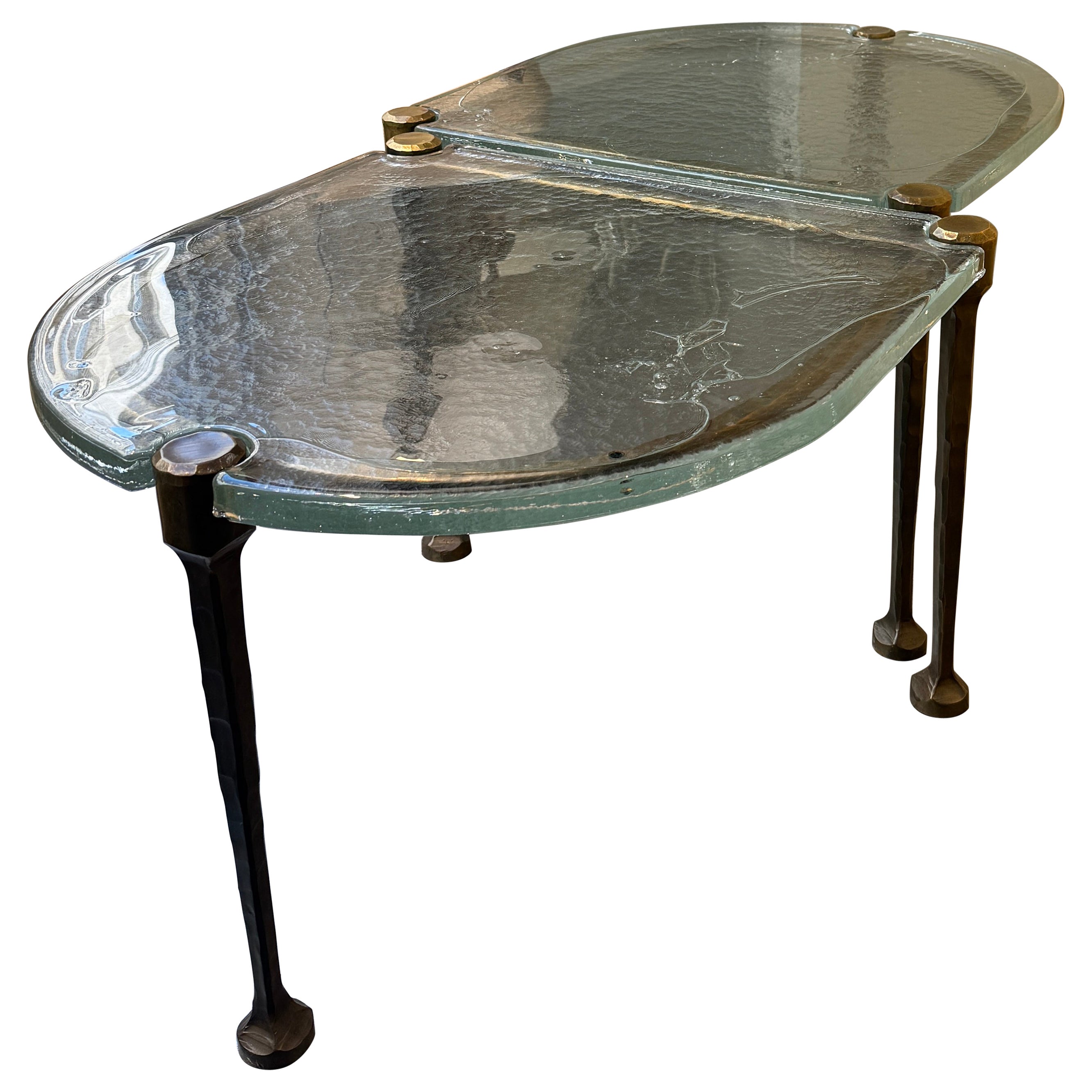 Mesa de centro de bronce y cristal Lothar Klute Alemania 1980