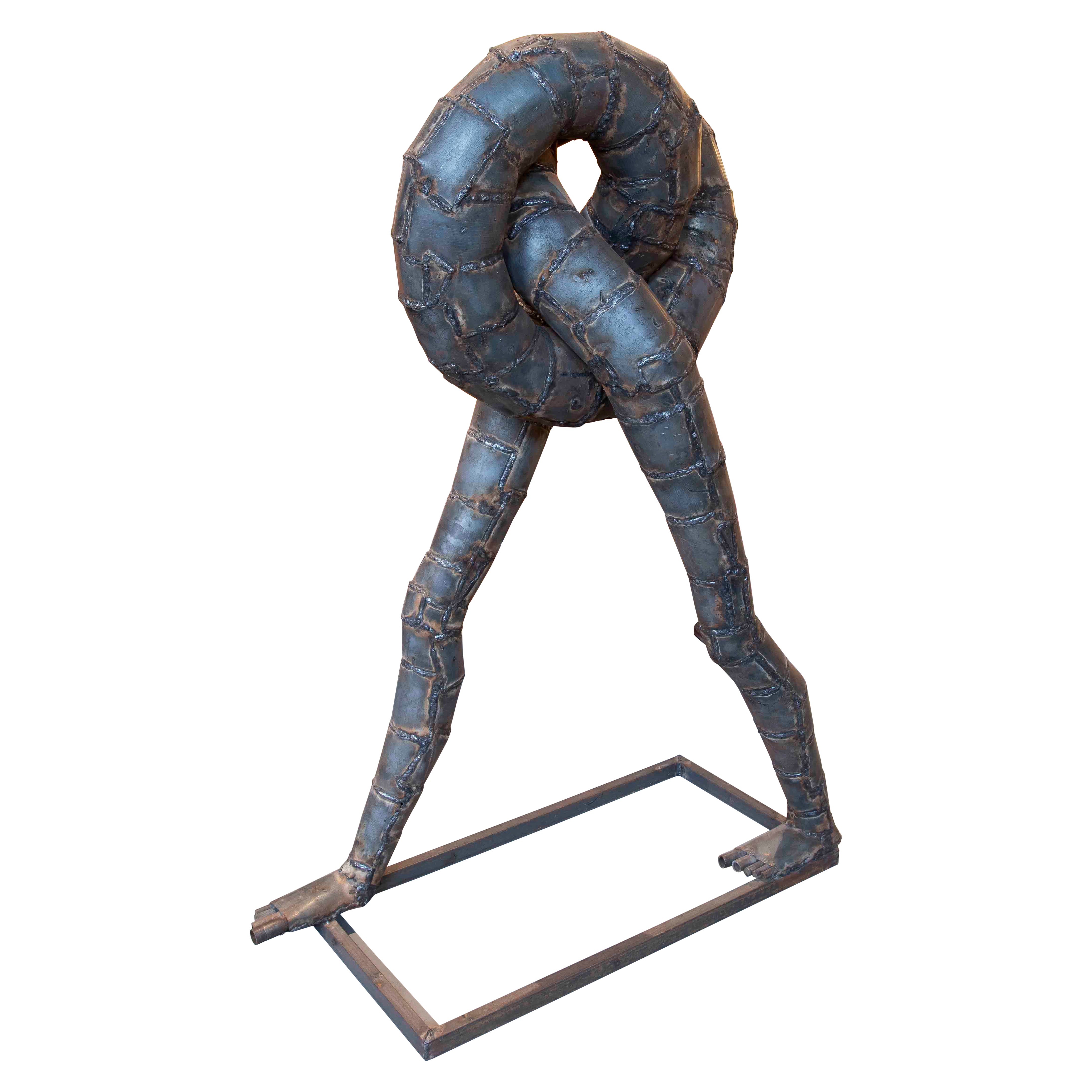 Zeitgenössische Metallskulptur aus den 1990er Jahren mit organisch geformten, ineinander verschlungenen Beinen