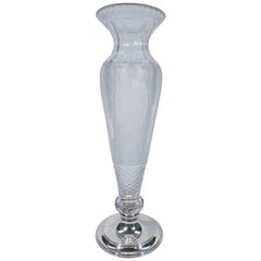 Large and Pretty Hawkes Cut-Glass and Sterling Silver Vase