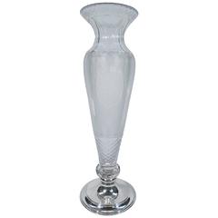 Large and Pretty Hawkes Cut-Glass and Sterling Silver Vase