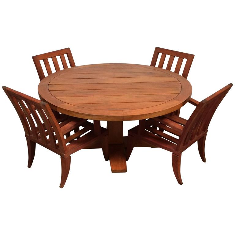 Teak Outdoor Dining Set, Sturdy Table and Chairs at 1stDibs
