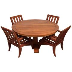 Used Teak Outdoor Dining Set, Sturdy Table and Chairs