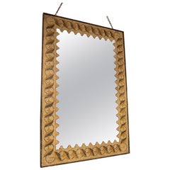 1990s Hand Painted Antique Style Mirror with Frame and Aged Patina