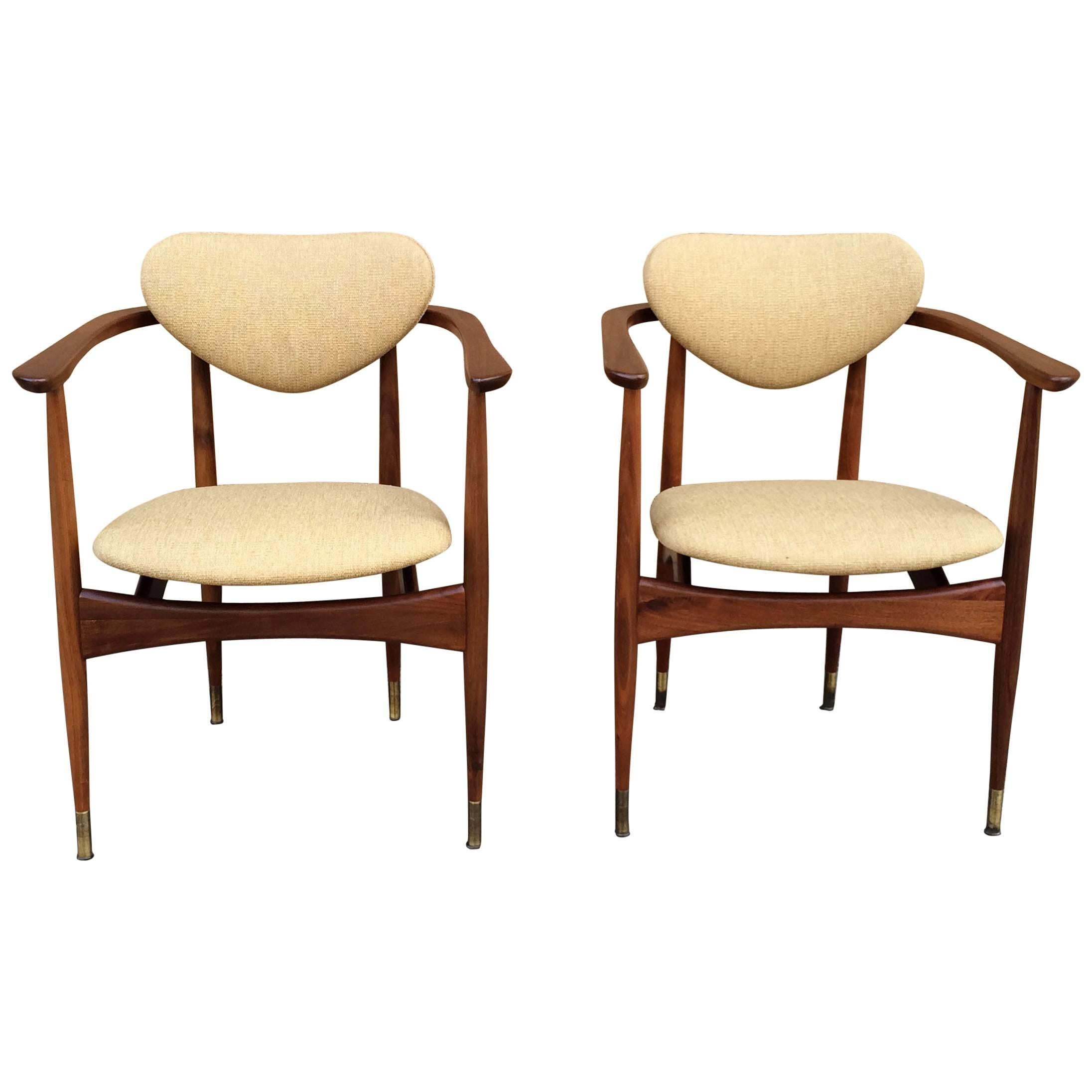 Pair of Mid-Century Modern Walnut Armchairs in the Manner of Finn Juhl