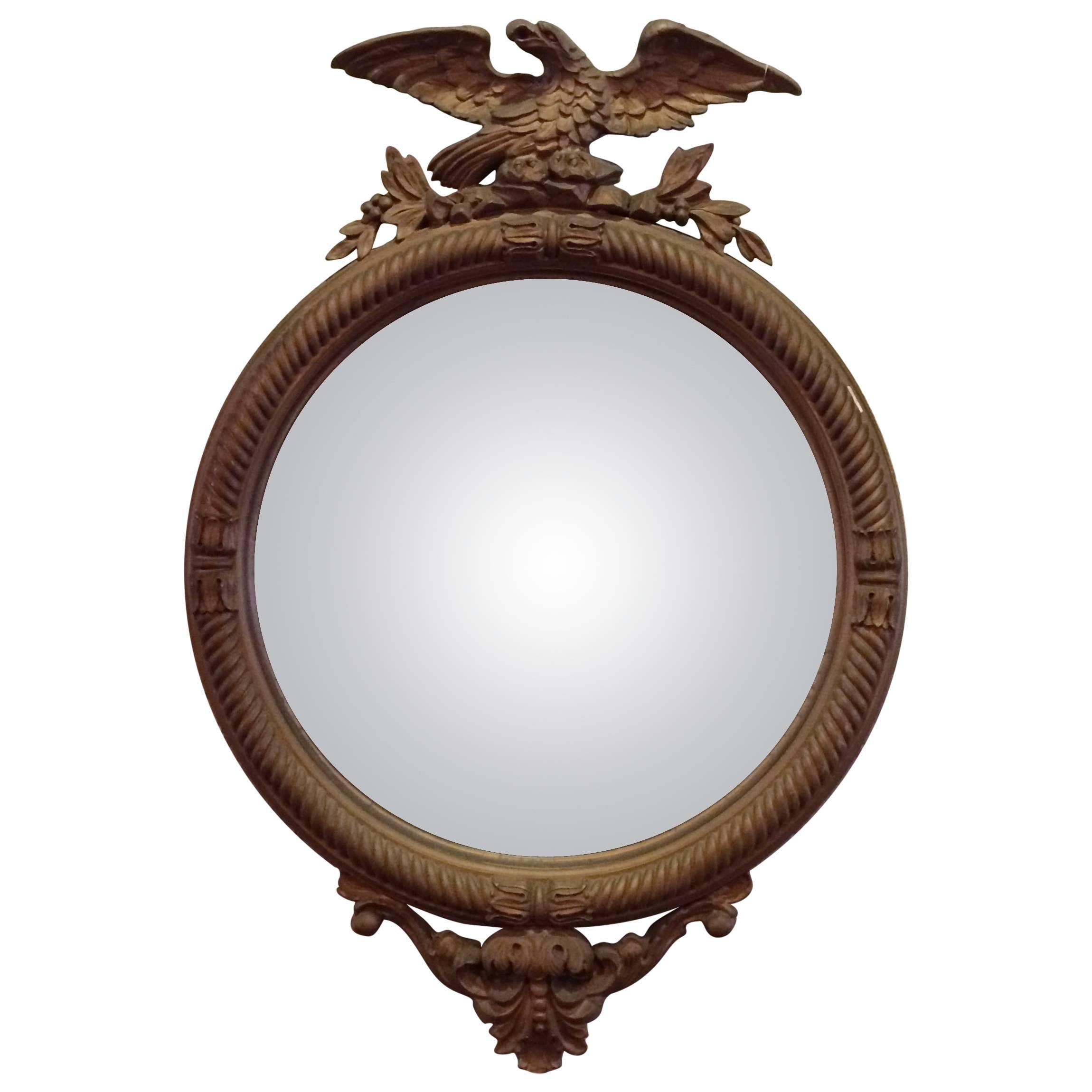1930s Giltwood and Gesso Federal Style Convex Mirror
