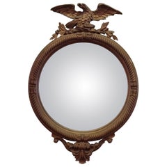 1930s Giltwood and Gesso Federal Style Convex Mirror