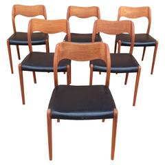 Danish Modern Teak Model 71 Dining Chairs by Niels O. Møller
