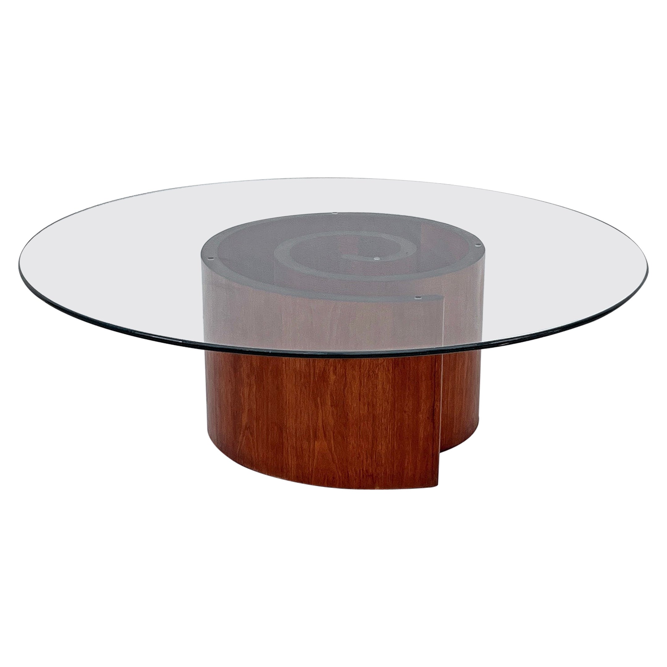 Vladimir Kagan Schnecken-Couchtisch, Nussbaum und Glas, 1960er Jahre