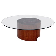 Vladimir Kagan Snail Coffee Table, Walnut & Glass, 1960's