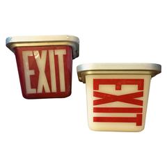 Vintage Mid-Century Flush Mount and Wall Sconce Double-Sided Exit Lights