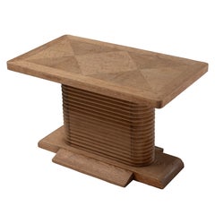 French Brutalist Oak Side Table, 1940s