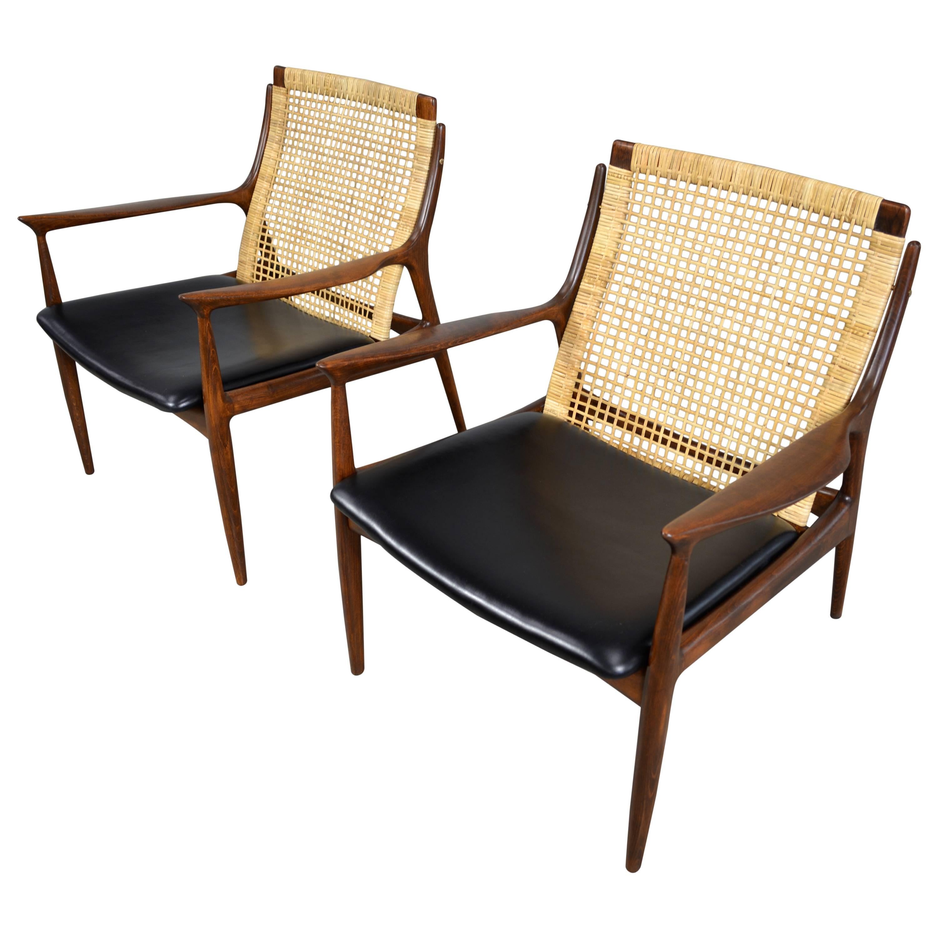 Ib Kofod-Larsen Pair of Caned Back Chairs For Sale