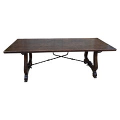 Antique French Oak Dining Table Spanish Catalan Console Kitchen Island c1910