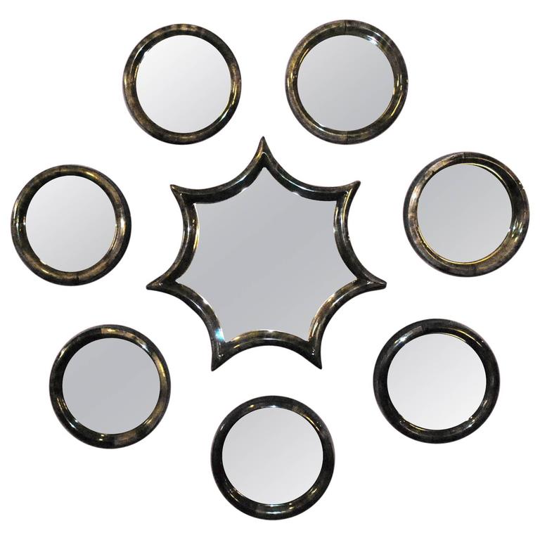 Set of Eight Parchment Mirrors For Sale at 1stdibs