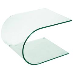 Contemporary Tempered Glass Curved Side Table