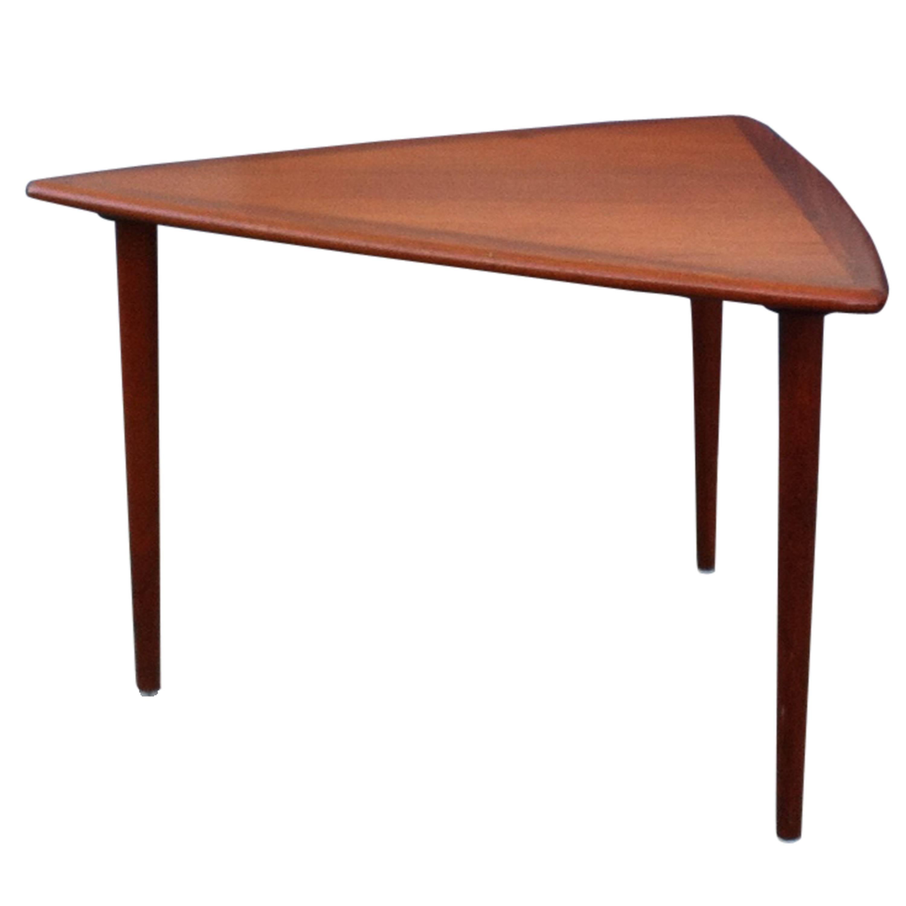 Triangular Shaped Danish Modern 1960s Coffee Table with Rounded Profiles