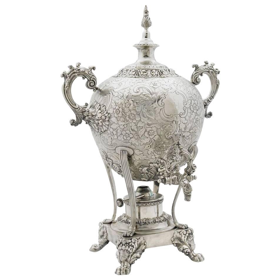 Fine English 19th Century Regency Style Sheffield Plate Hot Water-Tea Samovar