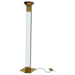 Brass & Glass 'Laser" Floor Lamp Uplight by Max Baguara for Lamperti, Italy 1979
