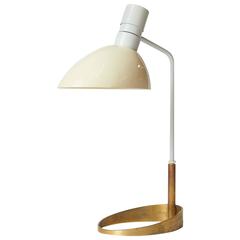 Rare White and Brass Table Lamp C. 1950s, Denmark