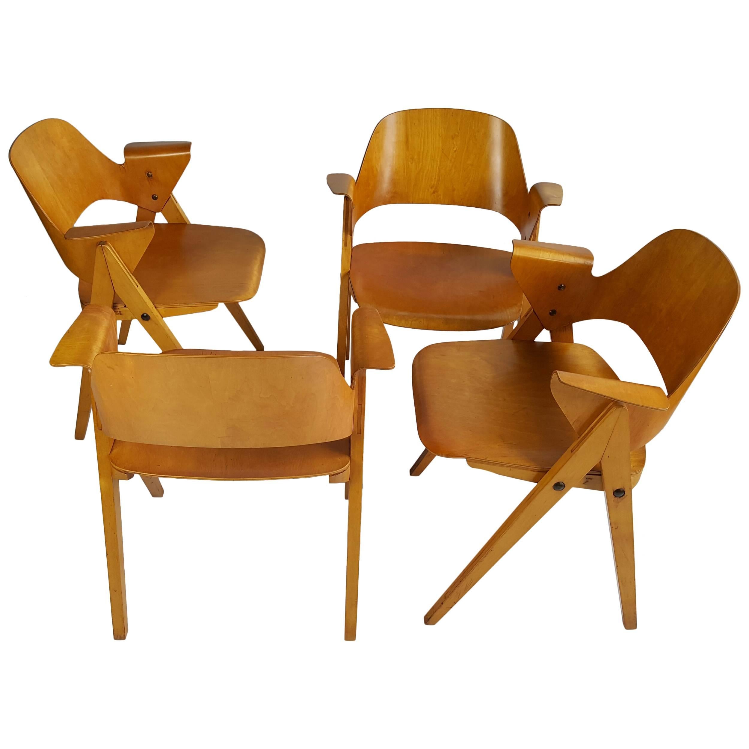 Plywood Arm Chairs by Elias Svedberg, Nordiska Konipaniet, Sweden